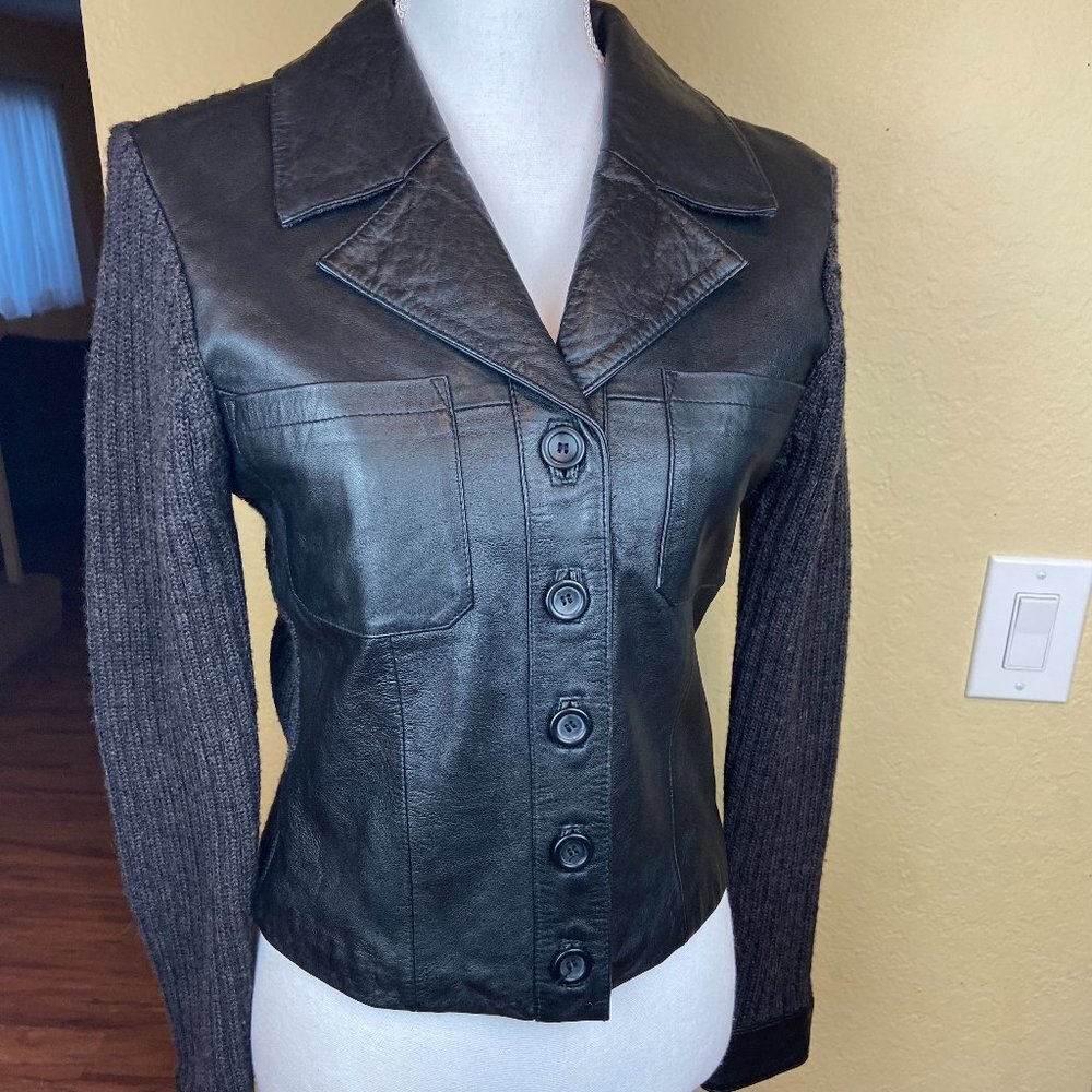 Vintage Twiggy  Leather & Wool Jacket Sz M